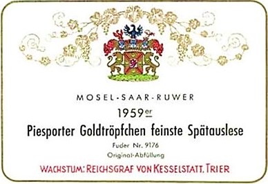 1959 Reichsgraf von Kesselstatt Piesporter Goldtröpfchen feinste Spätauslese